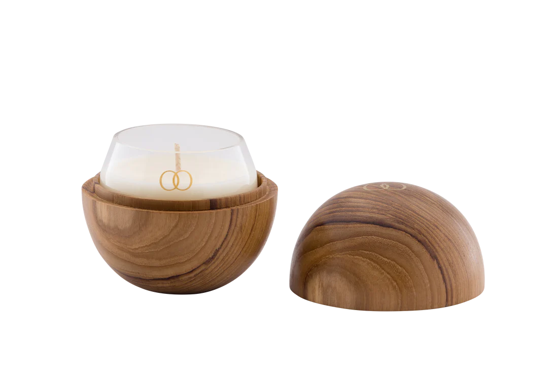 Only Orb Candle + Teak Vessel 'Nature - Sandalwood & River Gum'