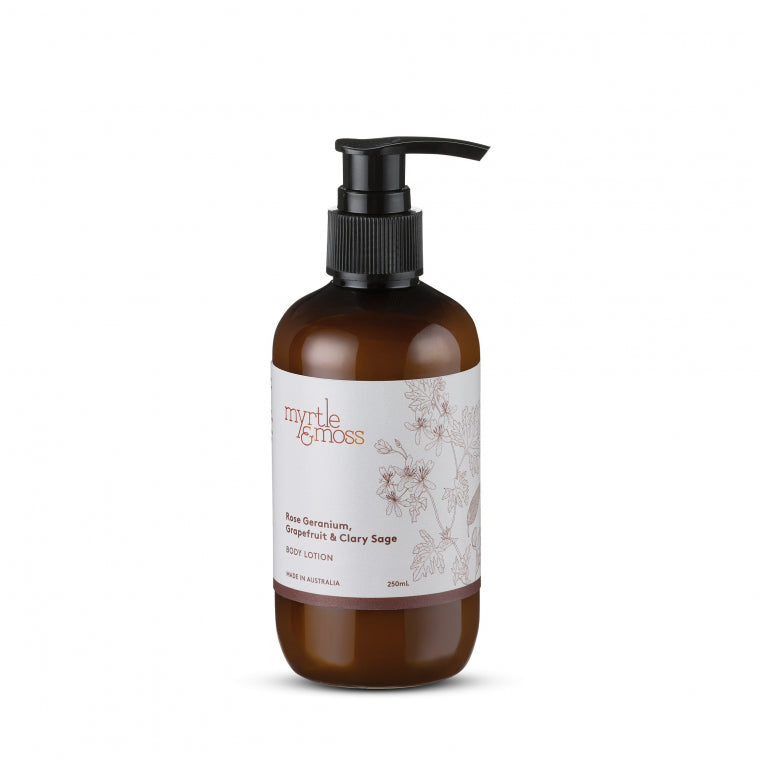 Myrtle & Moss Body Lotion 'Rose Geranium, Grapefruit & Clary Sage' - 250ml