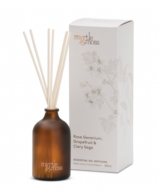 Myrtle & Moss Diffuser 'Rose Geranium, Grapefruit & Clary Sage' - Small