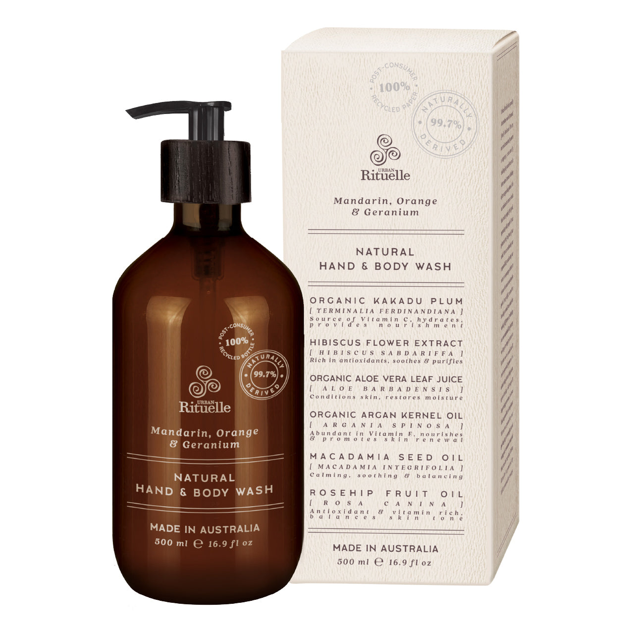 Urban Rituelle Hand & Body Wash 'Mandarin, Orange & Geranium'
