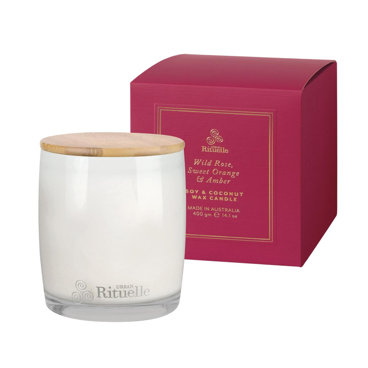 Urban Rituelle Candle 'Wild Rose, Sweet Orange & Amber' 400g