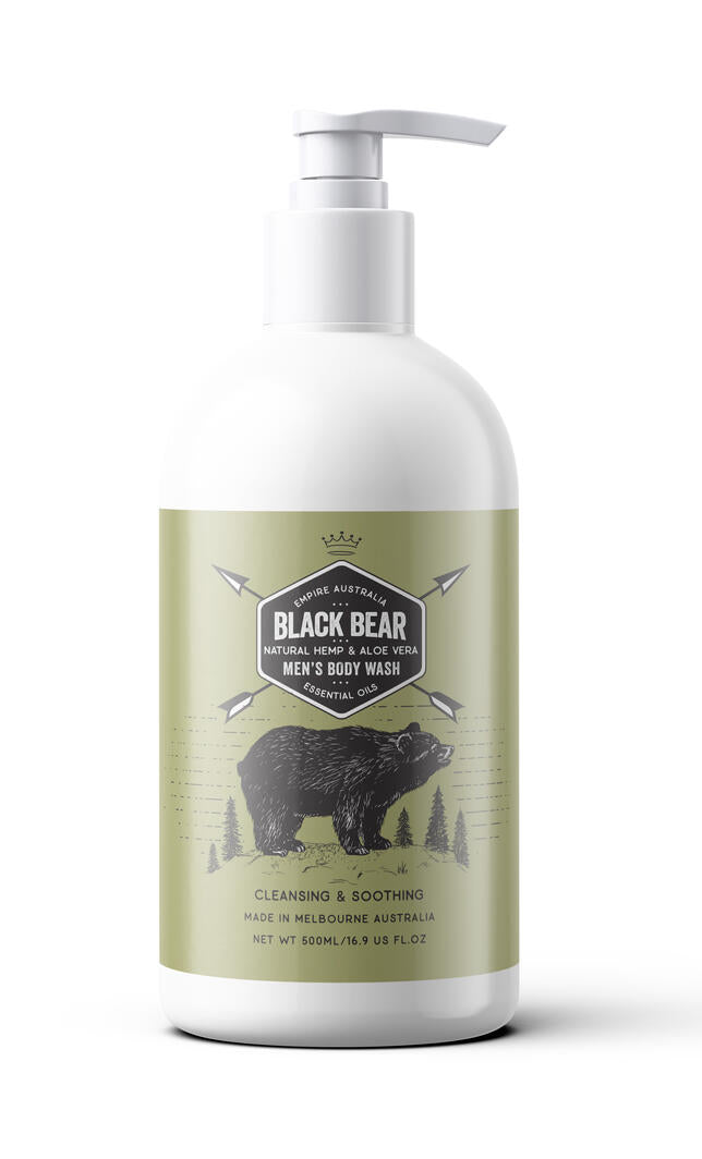 Empire Australia Black Bear Men's Body Wash 'Natural Hemp & Aloe Vera'