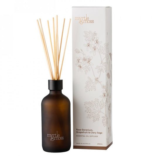 Myrtle & Moss Diffuser 'Rose Geranium, Grapefruit & Clary Sage' - Large