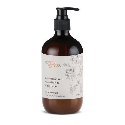 Myrtle & Moss Body Lotion 'Rose Geranium, Grapefruit & Clary Sage' - 500ml